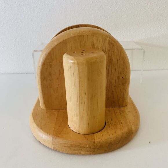 Kamenstein Wooden Napkin Holder W/Salt & Pepper Shakers 8" Cottagecore Rustic - Picture 6 of 6